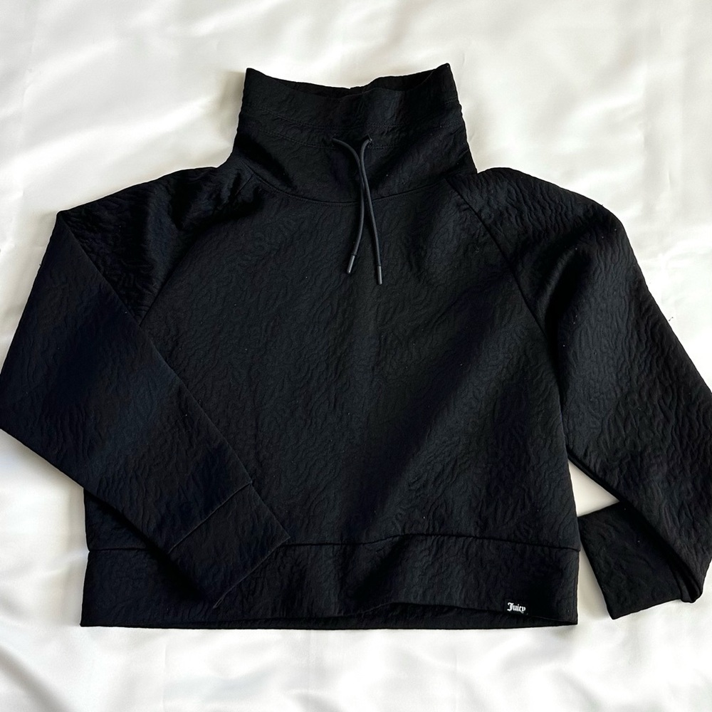 JUICY COUTURE Sport Black Pullover Sweater Casual Cheetah Texture Design Size- L